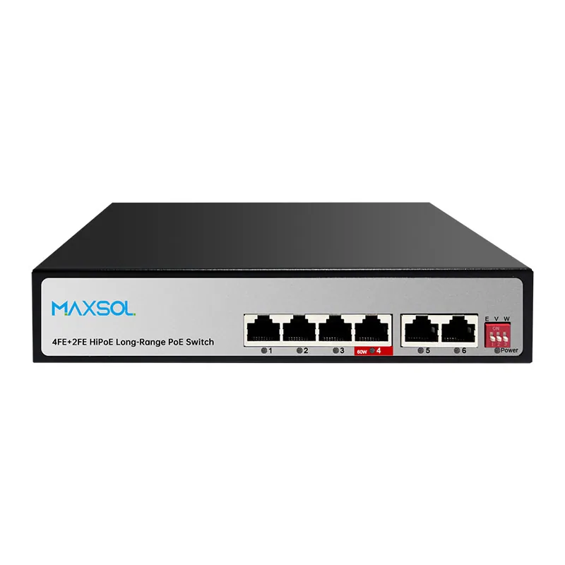 4 portlu Hi-PoE anahtarı, 65W, 300M uzun menzil, VLAN