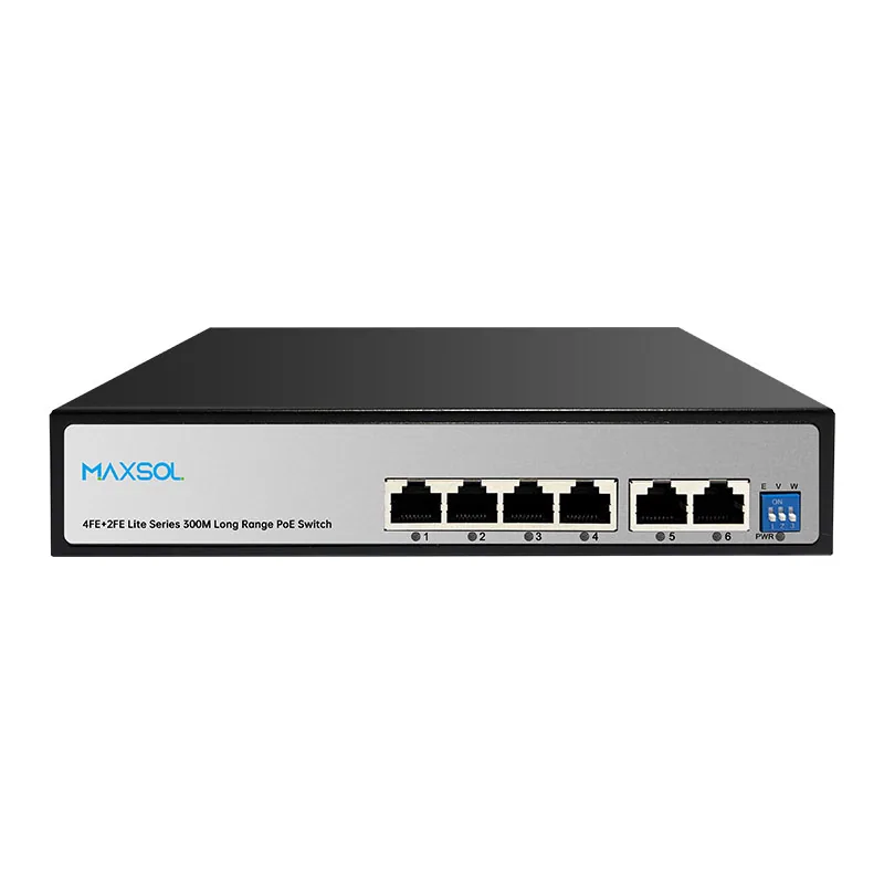 4 portlu uzun menzilli AI PoE anahtarı, 60W, 2 uplink