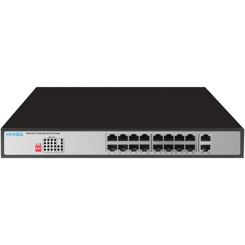 16 portlu Gigabit PoE+ anahtarı, 300W, 2 uplink