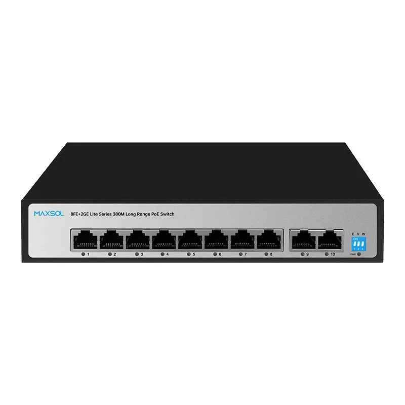 8 portlu uzun menzilli PoE+ anahtarı, 2 GE uplink