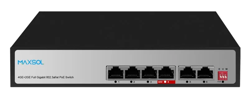 4 portlu, 65W, uzun menzilli yönetilemeyen Gigabit PoE anahtarı