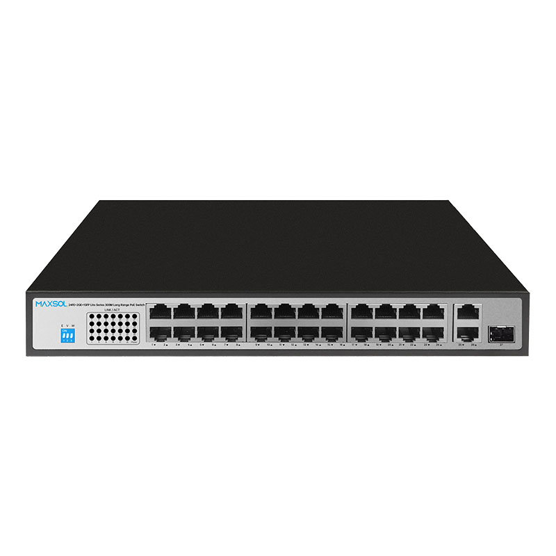 Gigabit uplink’li 24 portlu Fast Ethernet PoE+ anahtarı